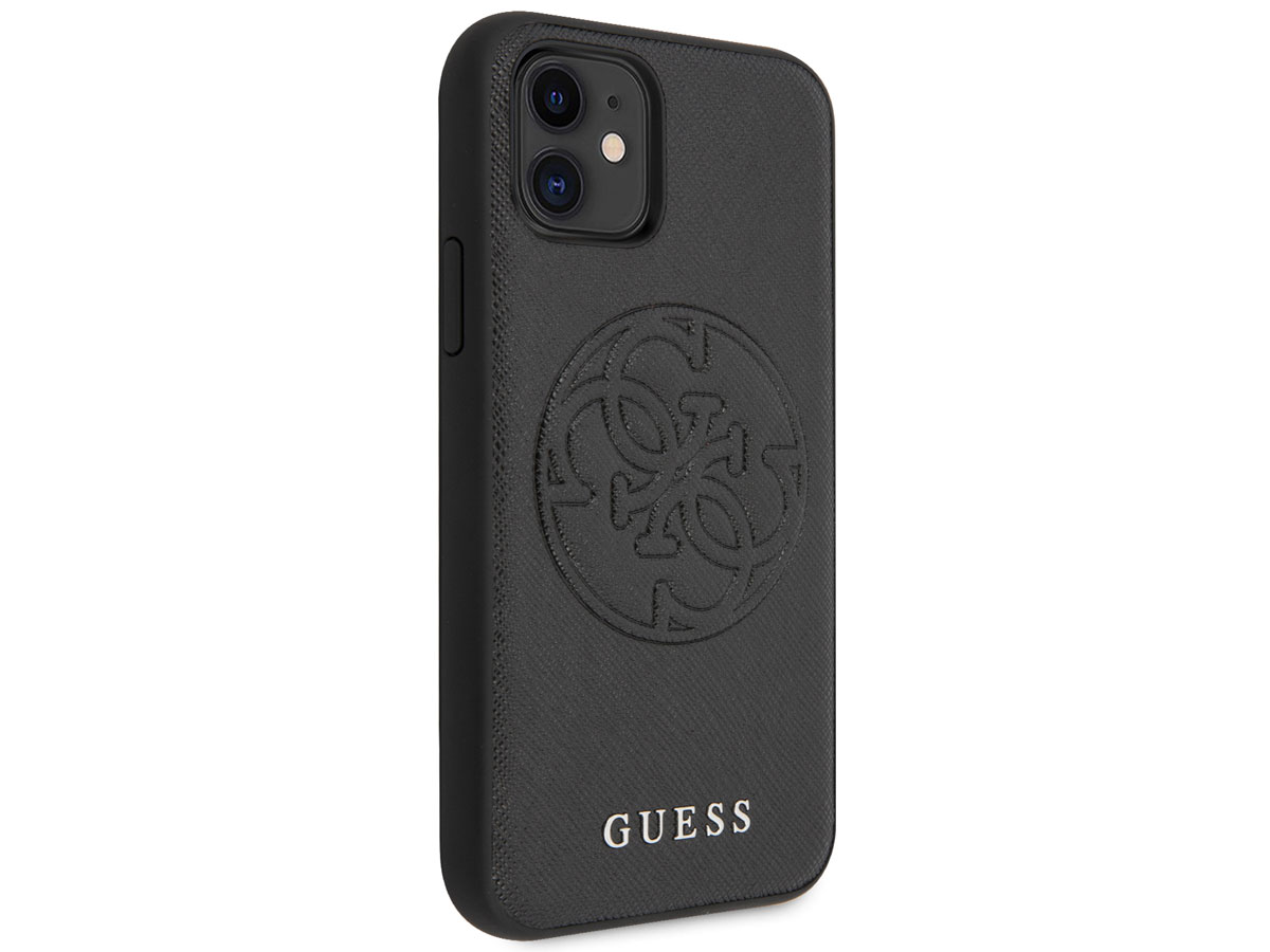 Guess 4G Saffiano Case Zwart - iPhone 11/XR hoesje