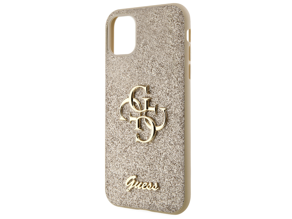 Guess Big 4G Glitter Case Goud - iPhone 11/XR hoesje