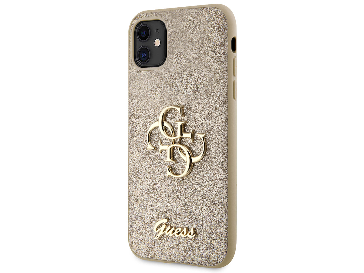 Guess Big 4G Glitter Case Goud - iPhone 11/XR hoesje