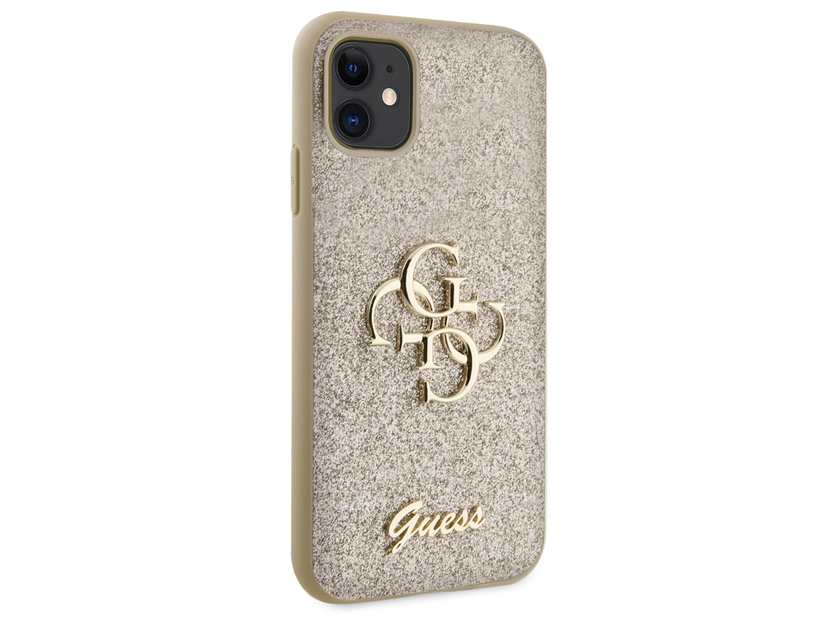 Guess Big 4G Glitter Case Goud - iPhone 11/XR hoesje