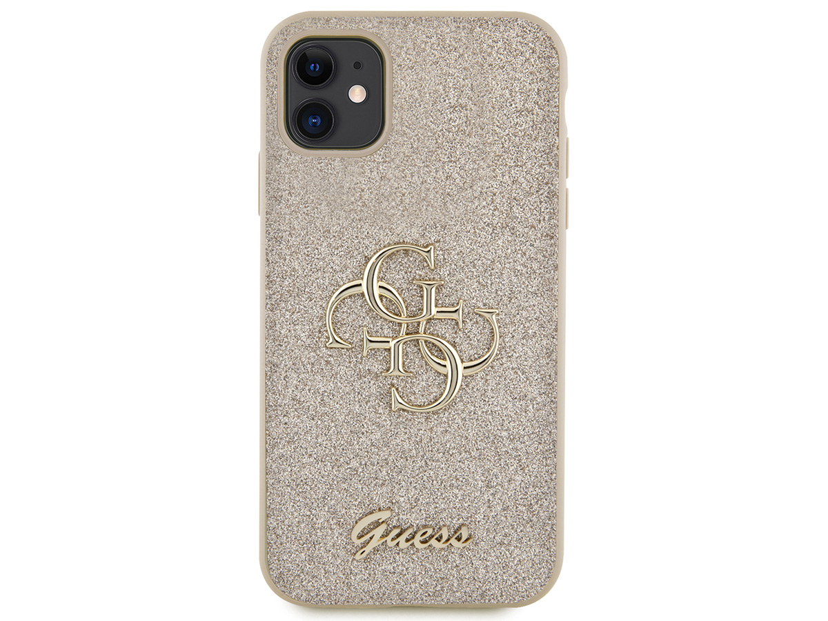 Guess Big 4G Glitter Case Goud - iPhone 11/XR hoesje