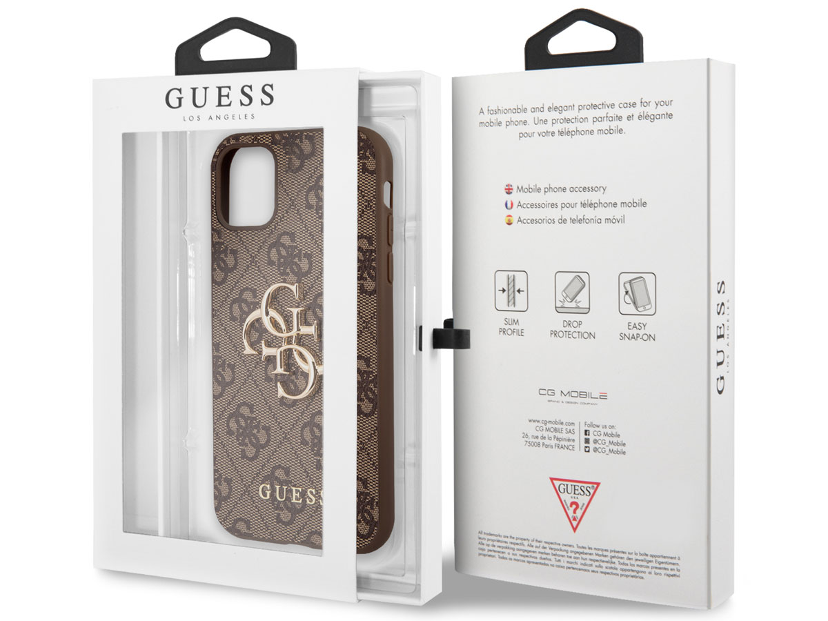 Guess Big 4G Monogram Case Bruin - iPhone 11/XR hoesje