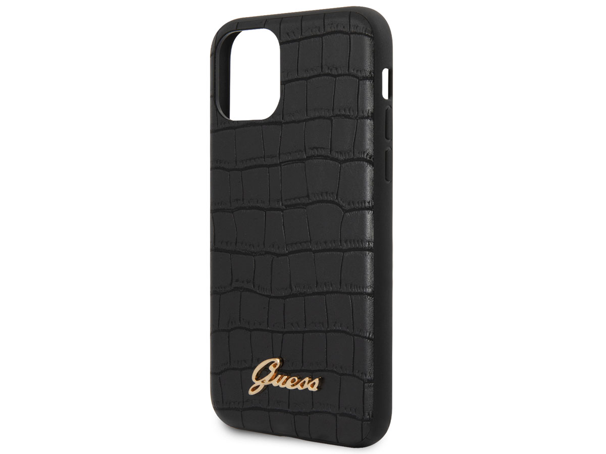 Guess Croco Case Zwart - iPhone 11/XR hoesje