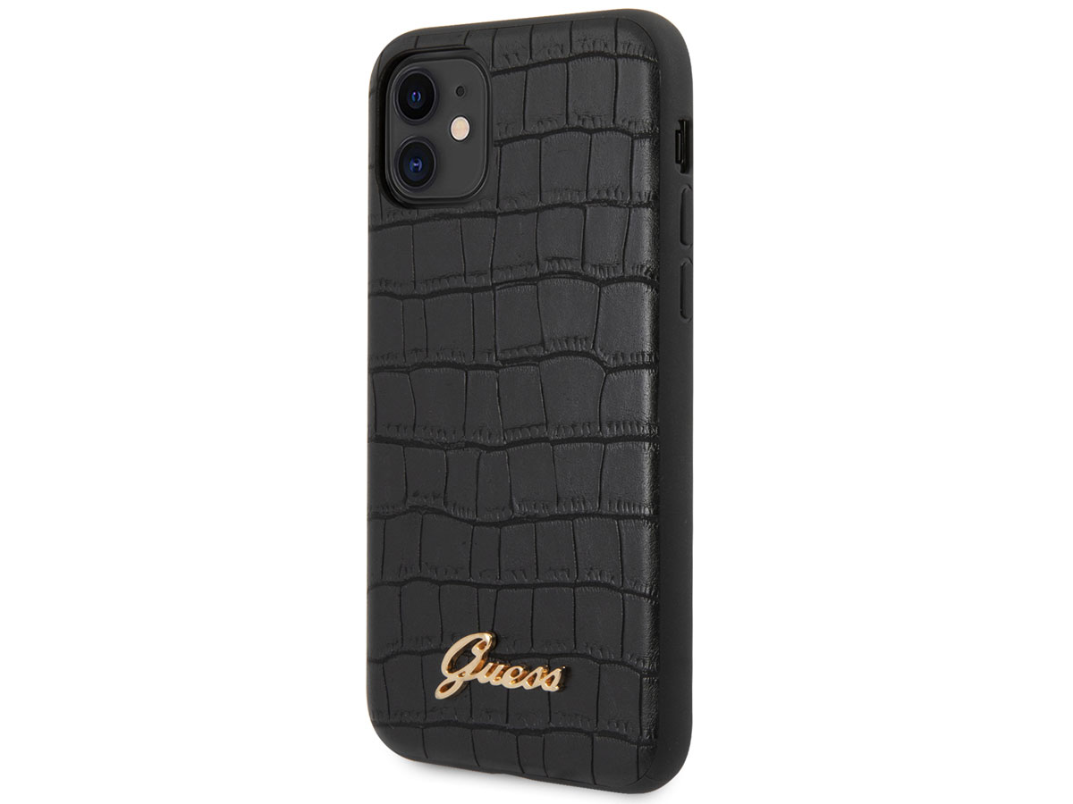 Guess Croco Case Zwart - iPhone 11/XR hoesje