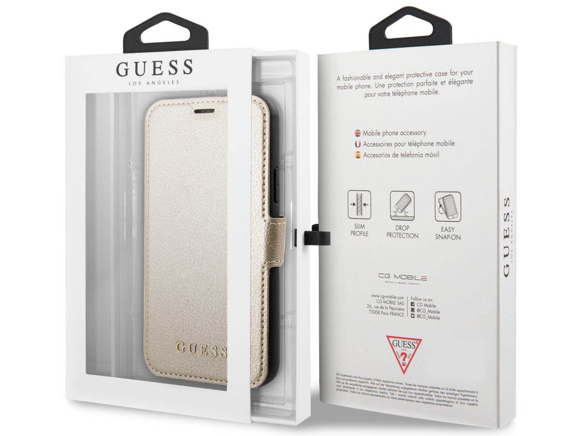 Guess Iridescent Bookcase Goud - iPhone 11/XR hoesje