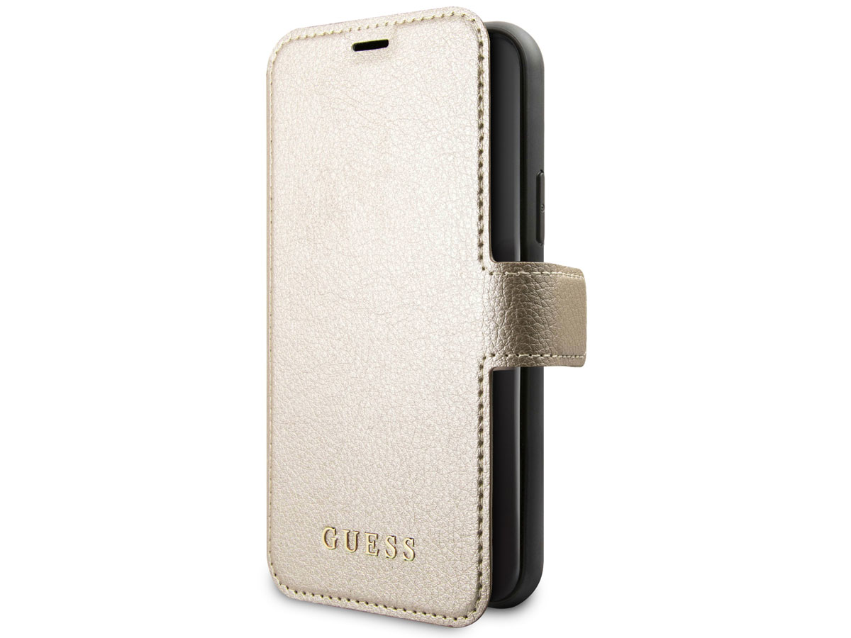 Guess Iridescent Bookcase Goud - iPhone 11/XR hoesje