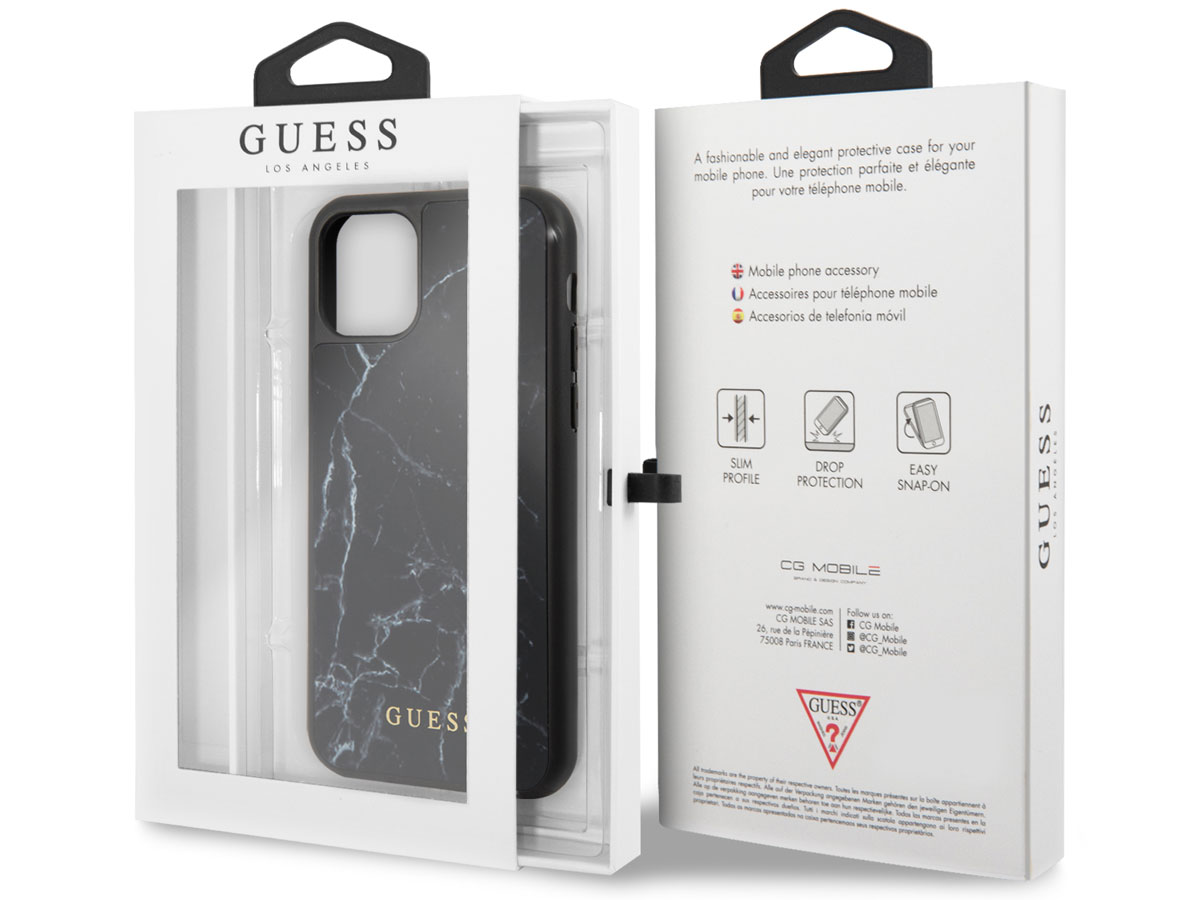 Guess Marble Look Case Zwart - iPhone 11/XR hoesje