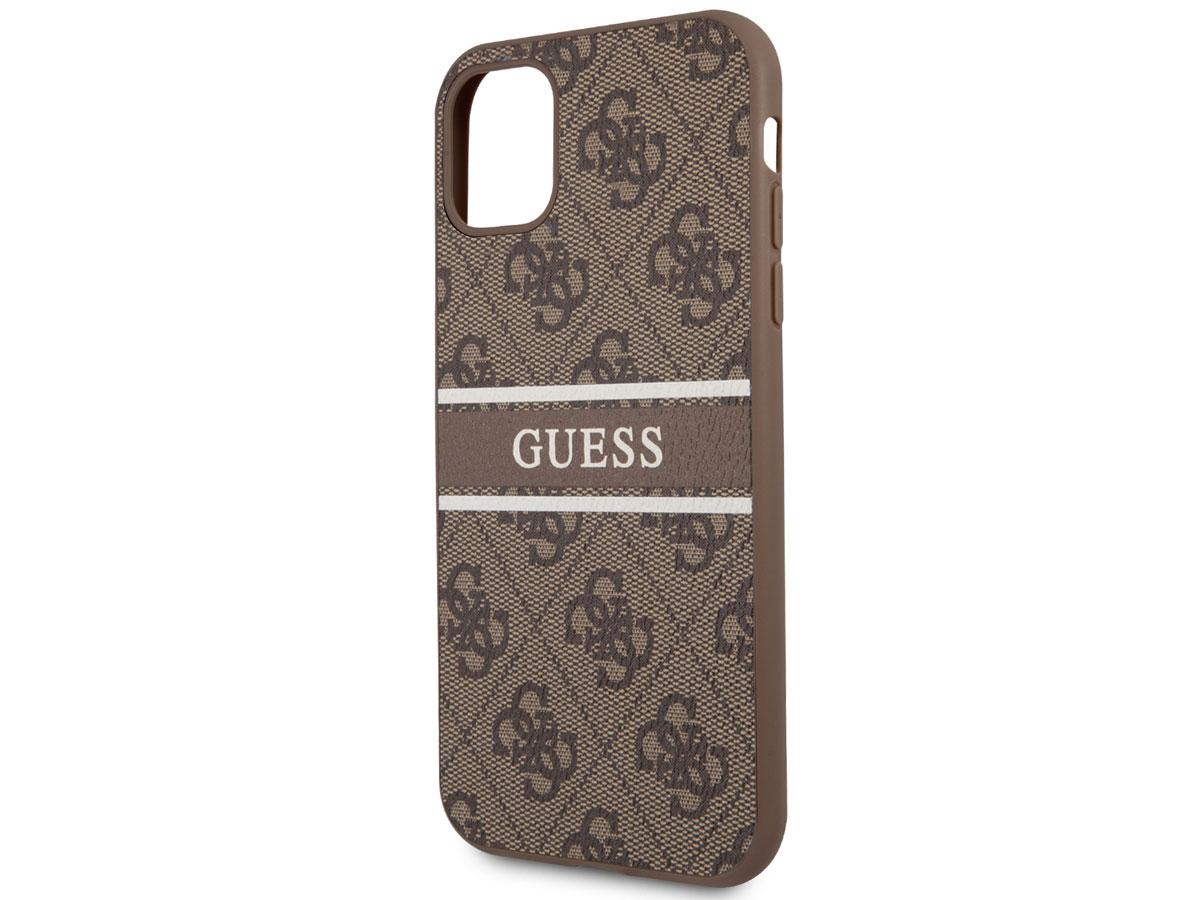 Guess Stripe 4G Monogram Case Bruin - iPhone 11/XR hoesje