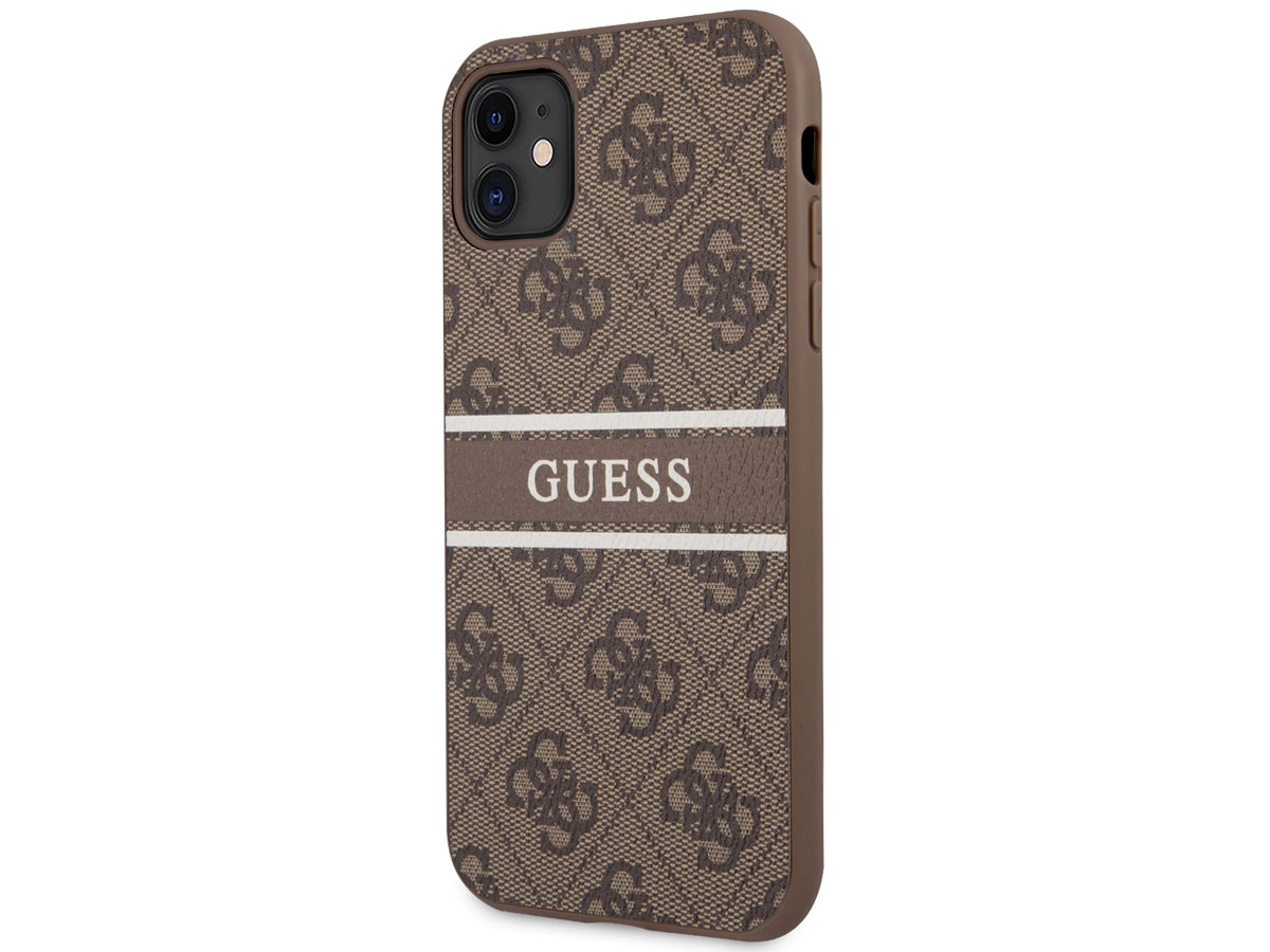 Guess Stripe 4G Monogram Case Bruin - iPhone 11/XR hoesje