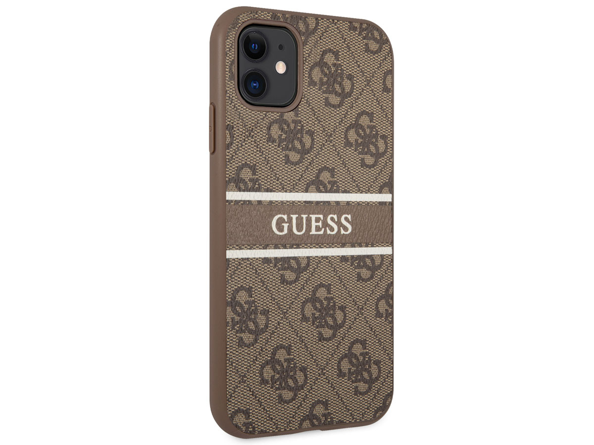 Guess Stripe 4G Monogram Case Bruin - iPhone 11/XR hoesje