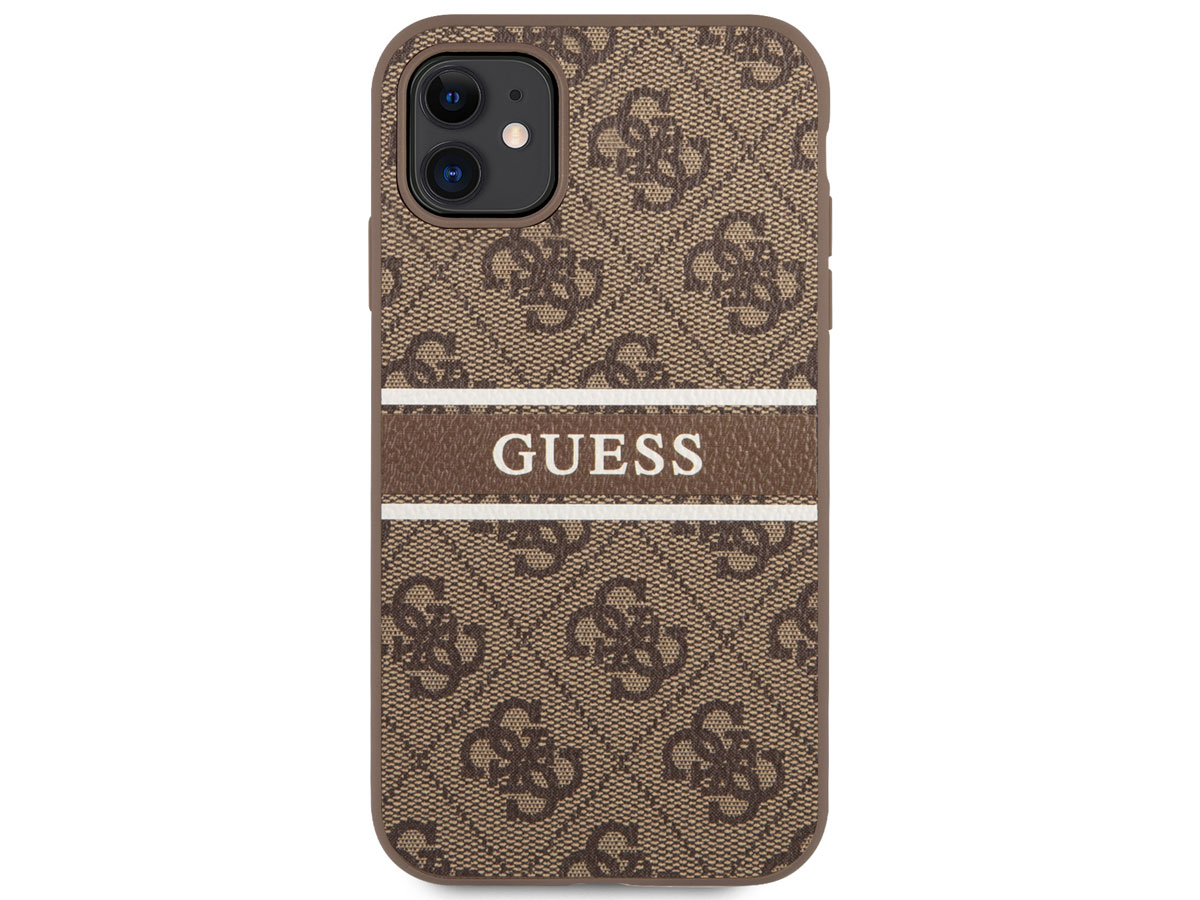 Guess Stripe 4G Monogram Case Bruin - iPhone 11/XR hoesje