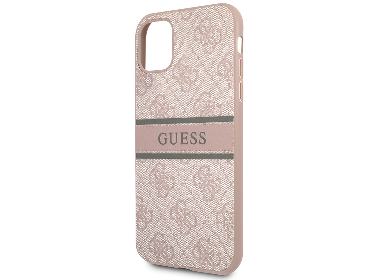 Guess Stripe 4G Monogram Case Roze - iPhone 11/XR hoesje