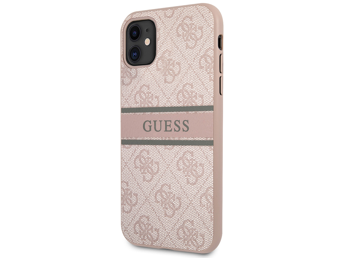 Guess Stripe 4G Monogram Case Roze - iPhone 11/XR hoesje