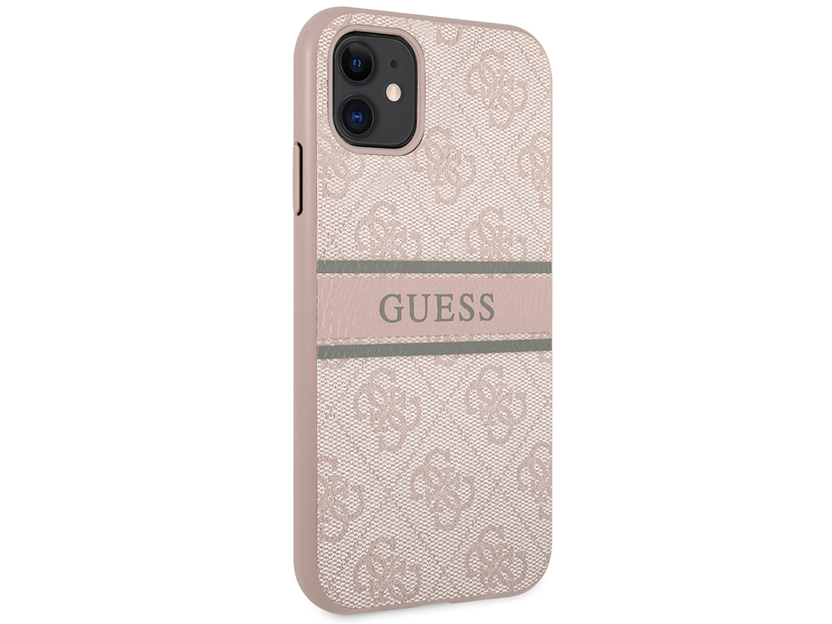 Guess Stripe 4G Monogram Case Roze - iPhone 11/XR hoesje