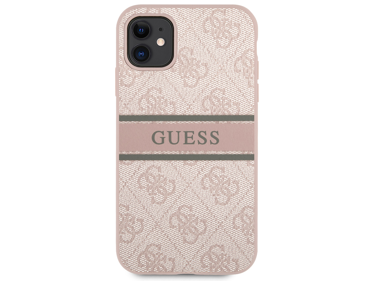 Guess Stripe 4G Monogram Case Roze - iPhone 11/XR hoesje