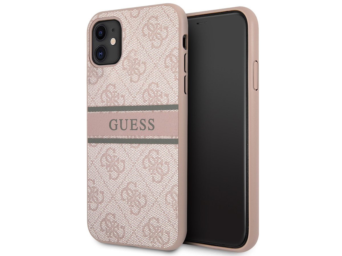 Guess Stripe 4G Monogram Case Roze - iPhone 11/XR hoesje