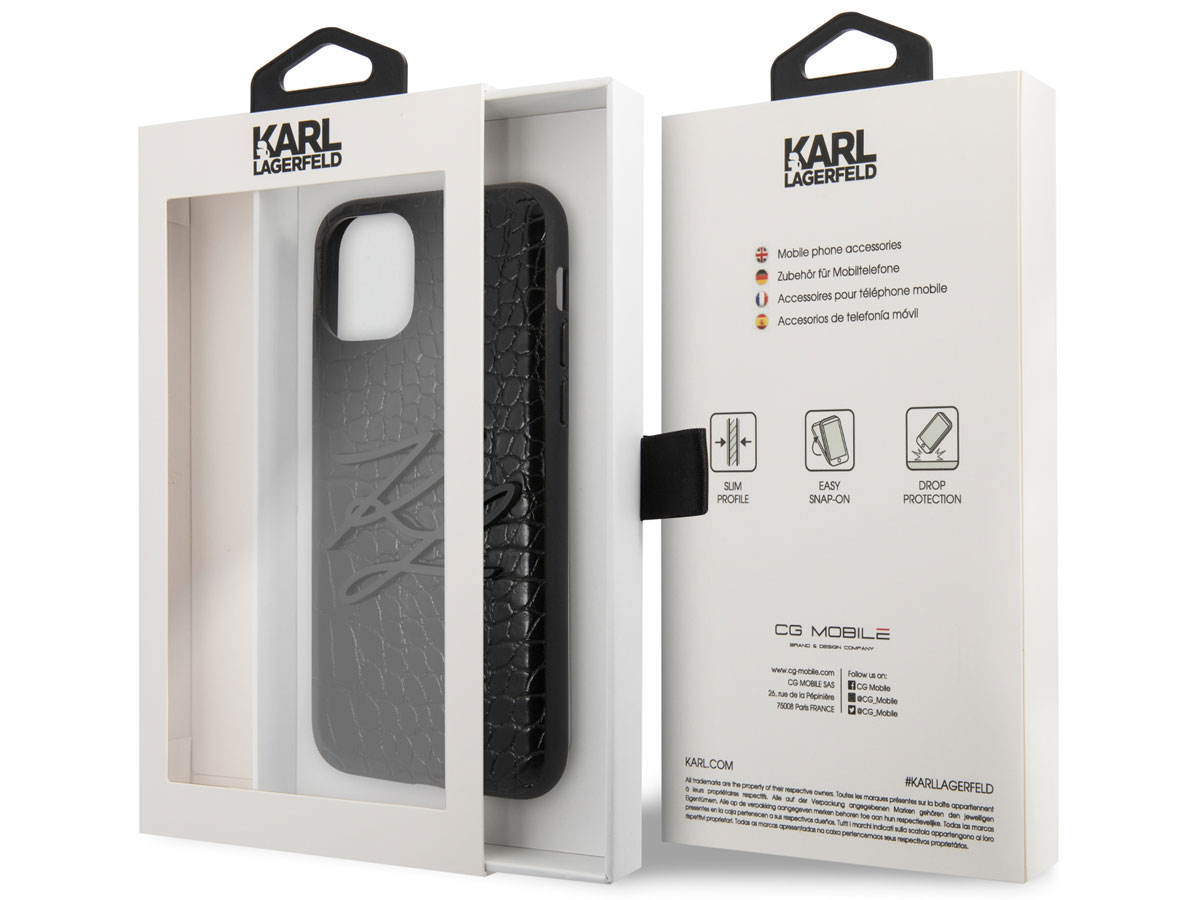 Karl Lagerfeld Initials Case Croco - iPhone 11/XR hoesje