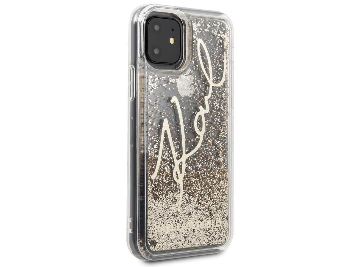 Karl Lagerfeld Signature Glitter Case Goud - iPhone 11/XR hoesje