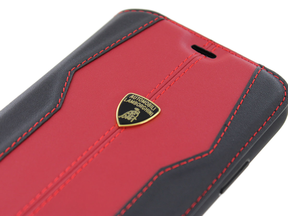 Lamborghini Leather Bookcase Rood - iPhone 11/XR hoesje