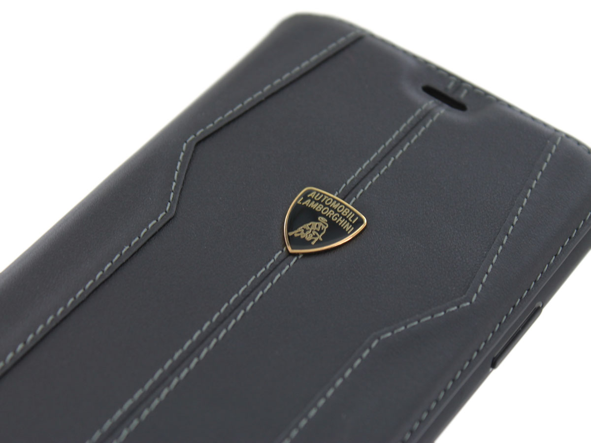 Lamborghini Leather Bookcase Zwart - iPhone 11/XR hoesje
