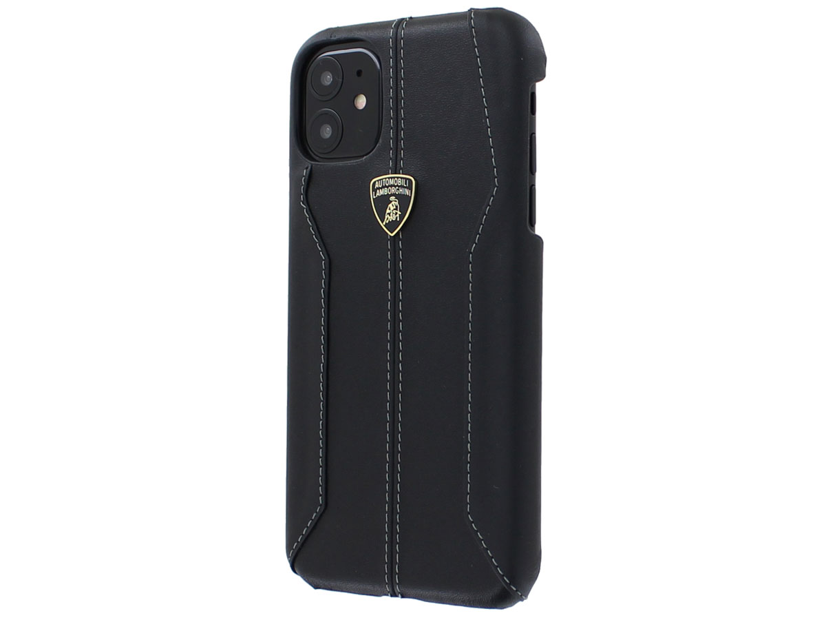 Lamborghini Leather Case Zwart - iPhone 11/XR hoesje