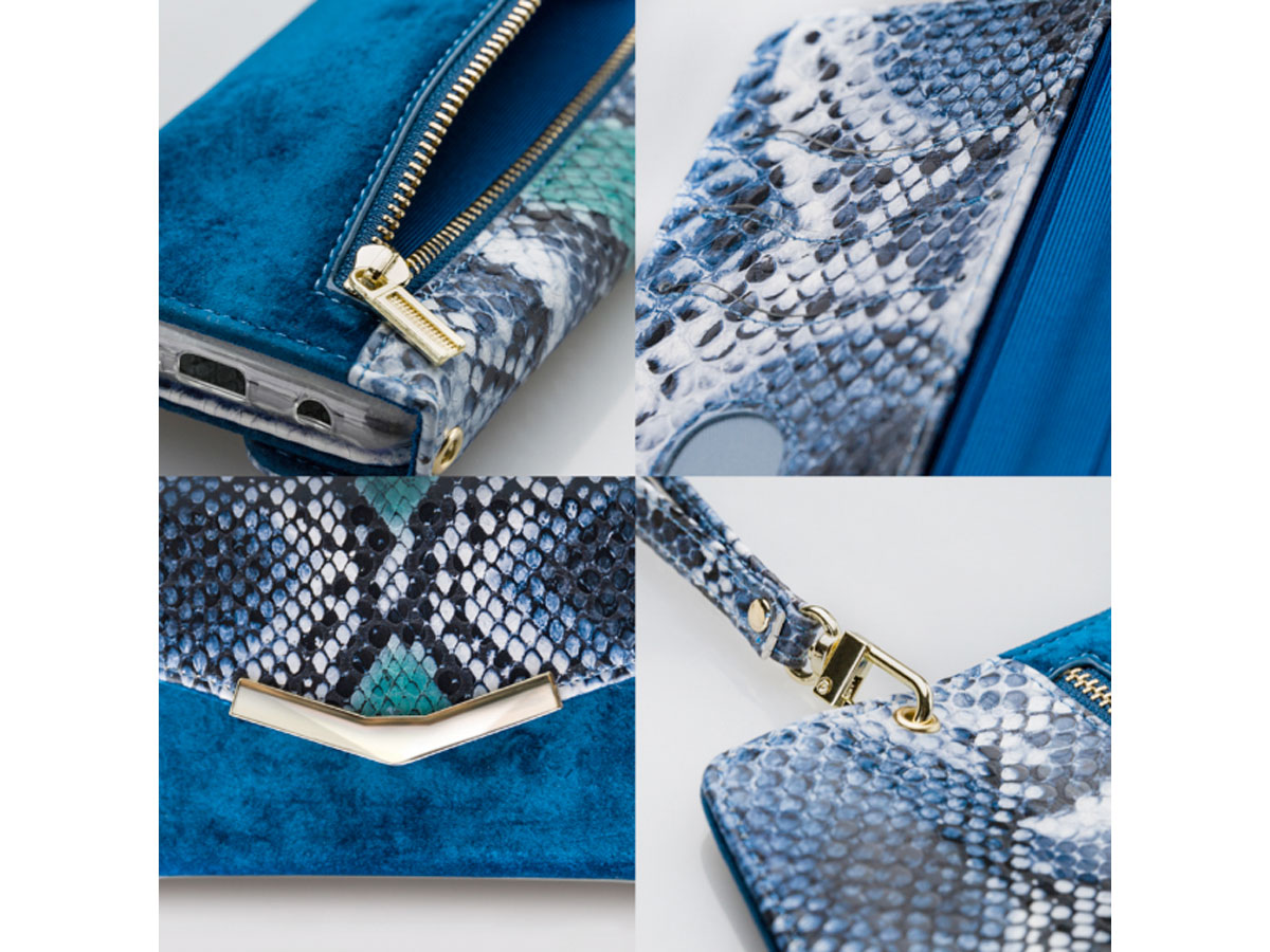 Mobilize Elegant Magnet Clutch Blue Snake - iPhone 11/XR hoesje