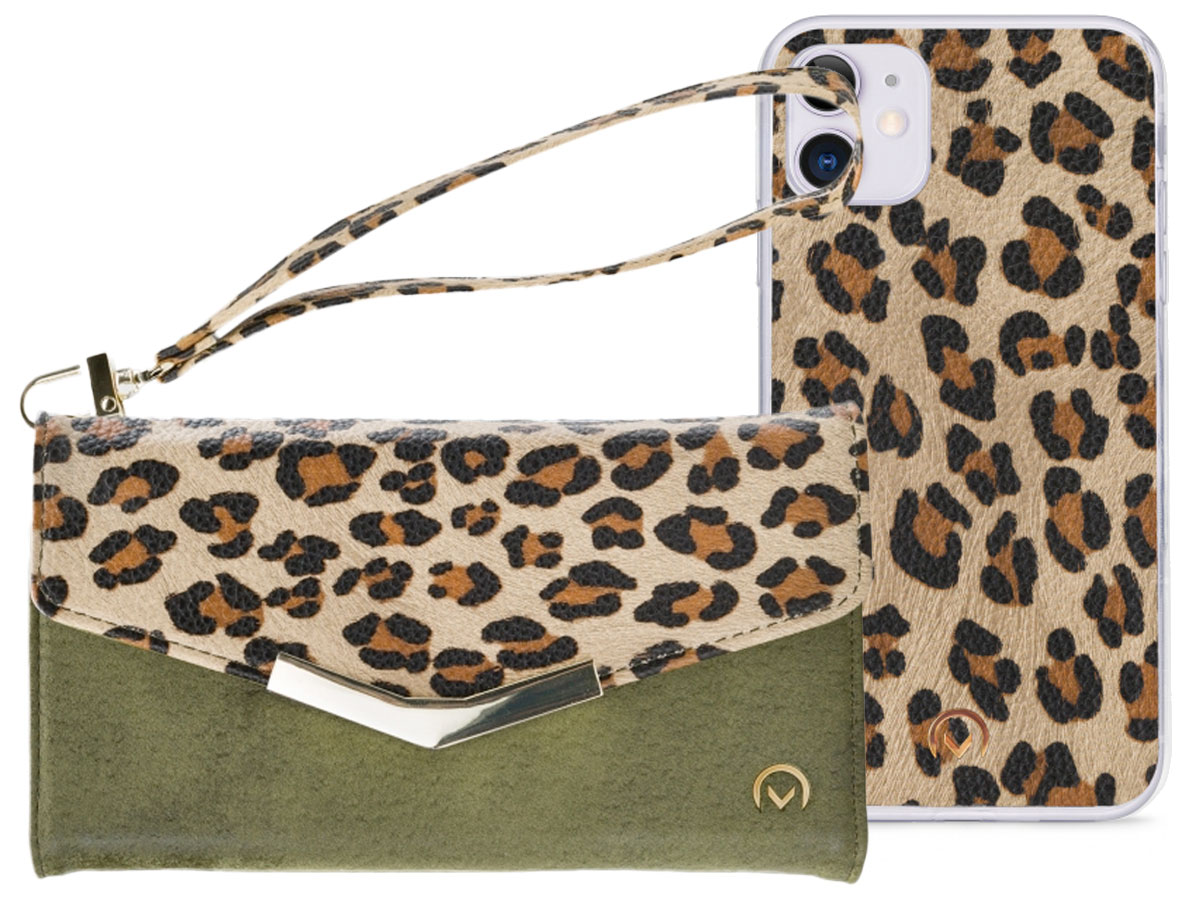 Mobilize Elegant Magnet Clutch Green Leopard - iPhone 11/XR hoesje