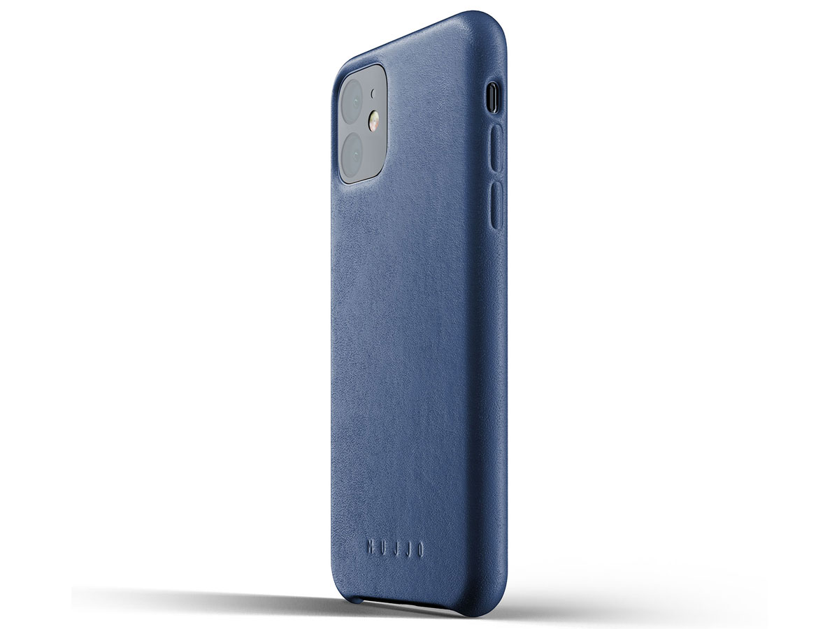 Mujjo Full Leather Case Blauw Leer - iPhone 11 Hoesje
