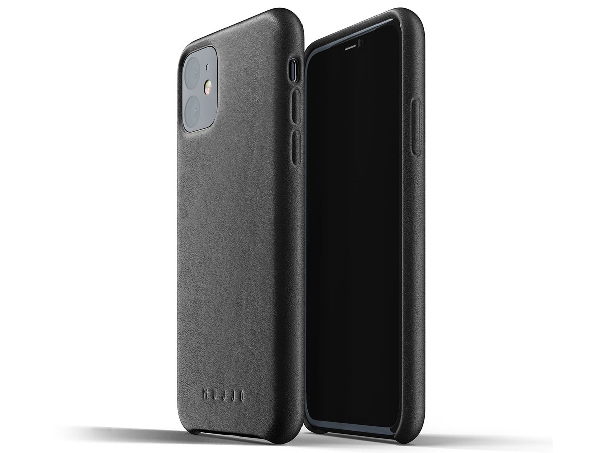 Mujjo Full Leather Case Zwart Leer - iPhone 11 Hoesje