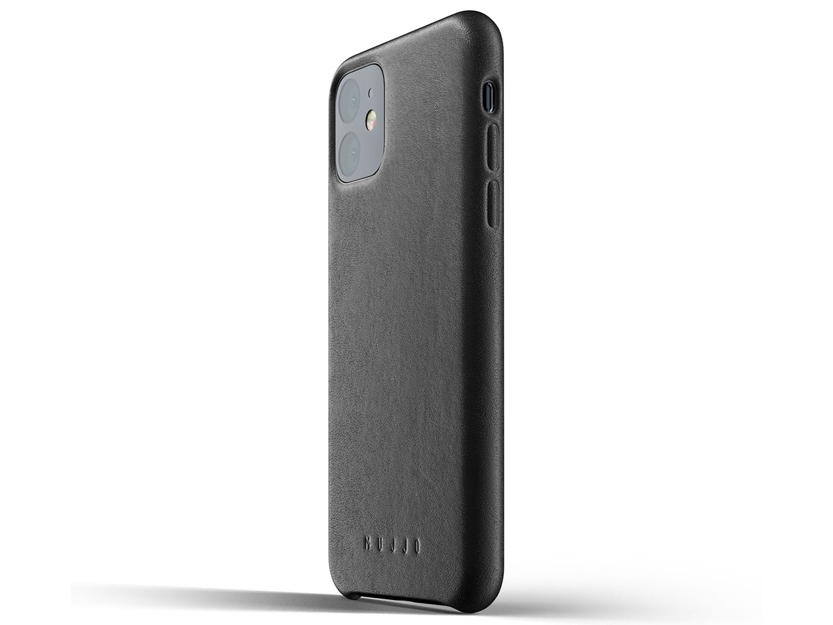 Mujjo Full Leather Case Zwart Leer - iPhone 11 Hoesje