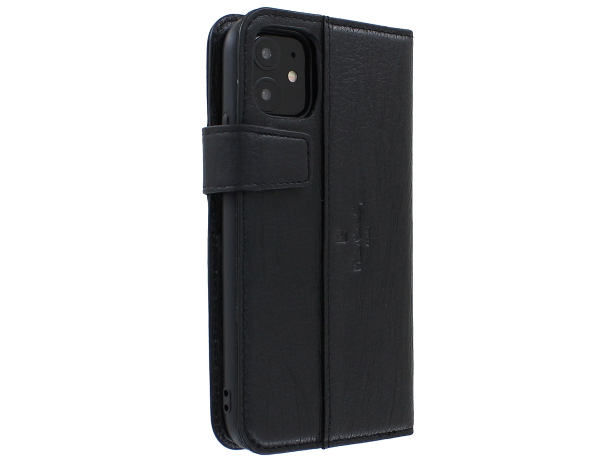 Pierre Cardin Bookcase Zwart Leer - iPhone 12 Mini hoesje