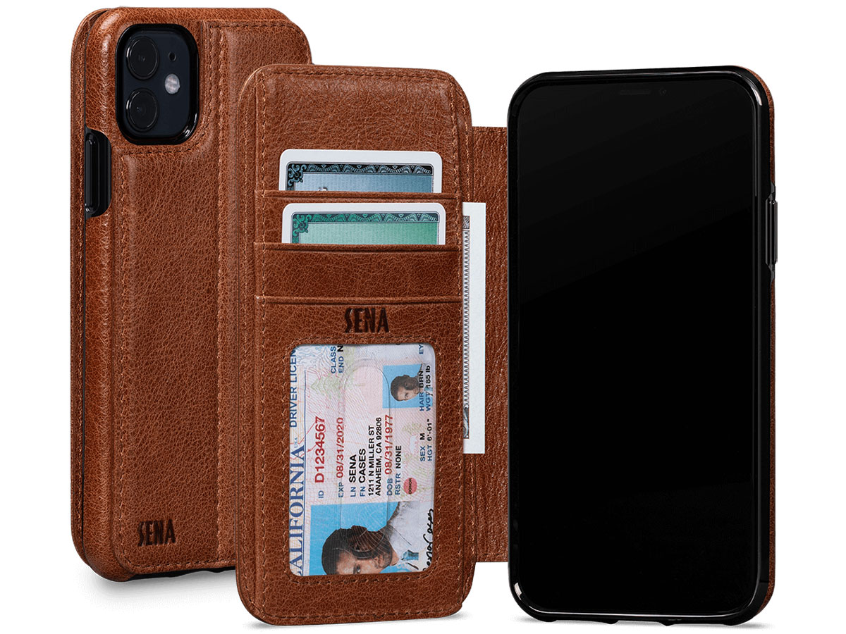 overzee 945 Verloren hart Sena Walletbook Cognac | iPhone 11 Hoesje Leer