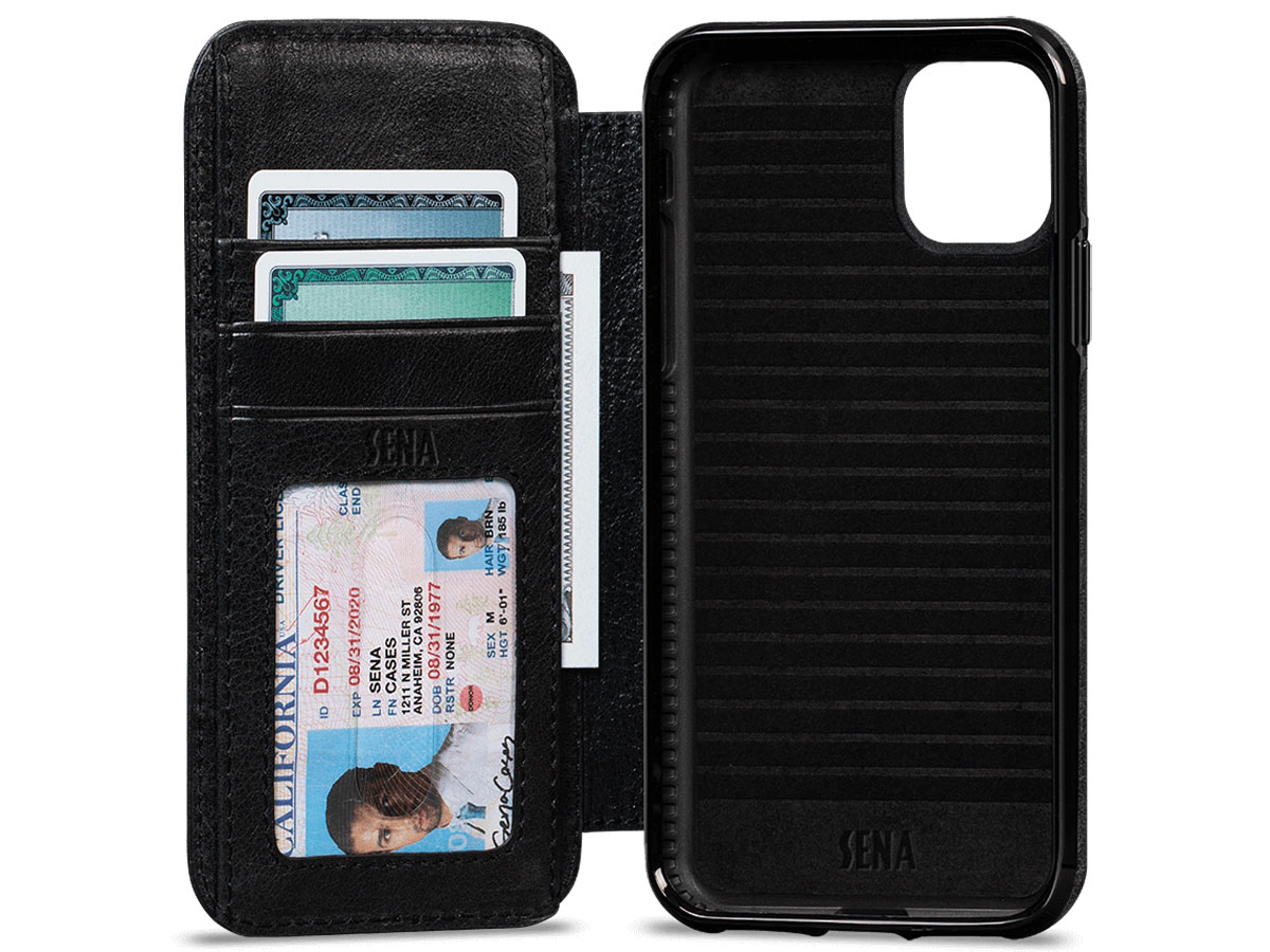 Sena Walletbook Zwart - iPhone 11 Hoesje Leer
