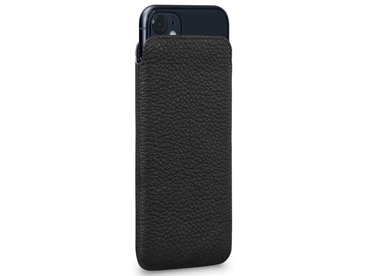 Sena Ultraslim Wallet Sleeve Zwart Leer - iPhone 11 hoesje