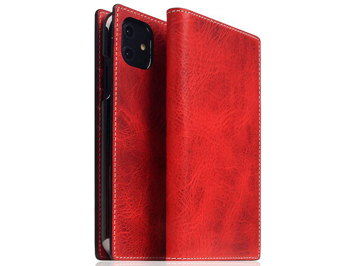 SLG Design D7 Italian Wax Leer Rood - iPhone XR hoesje