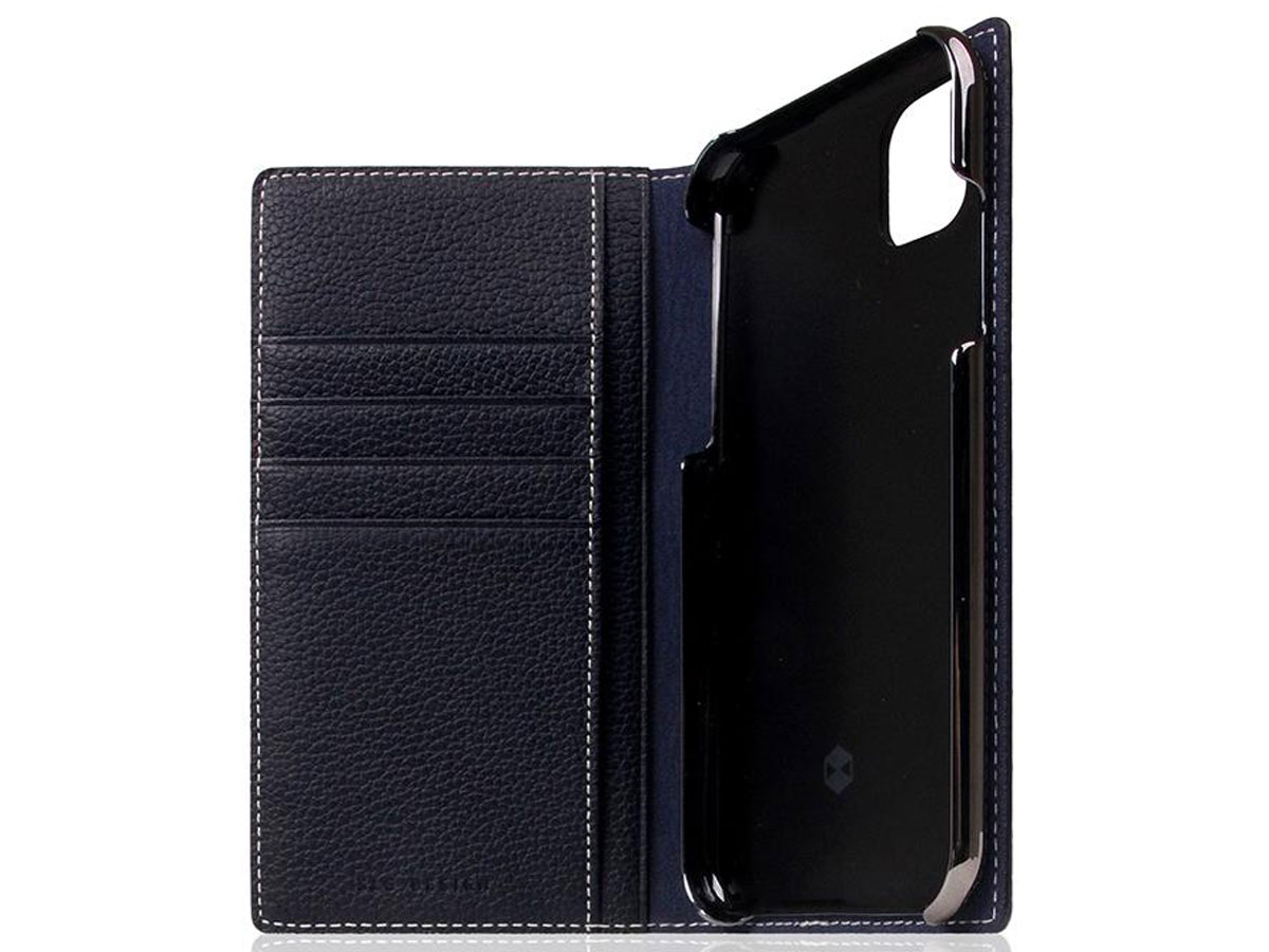 SLG Design D8 Folio Leer Black Blue - iPhone 11 hoesje