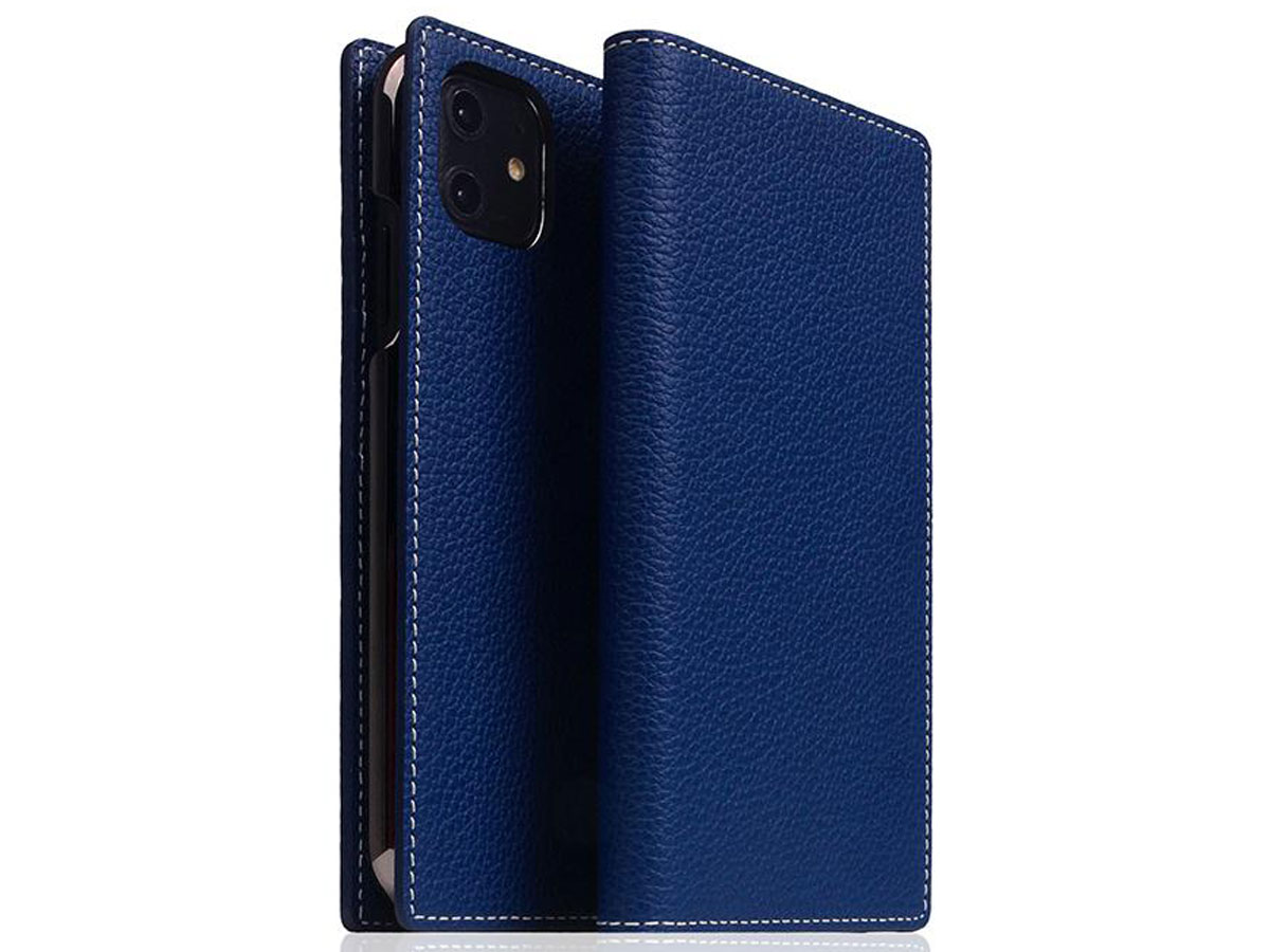 SLG Design D8 Folio Leer Navy Blue - iPhone 11 hoesje