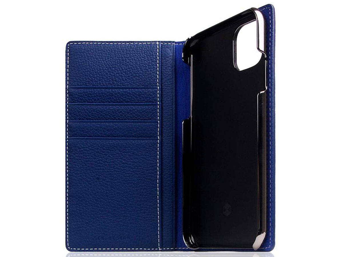 SLG Design D8 Folio Leer Navy Blue - iPhone 11 hoesje