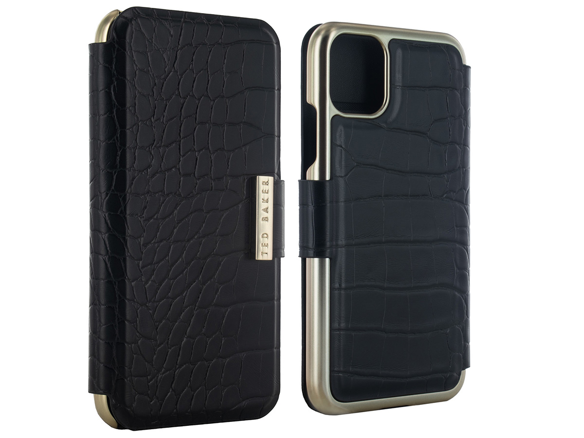 Ted Baker Black Croco Folio Case - iPhone 11/XR Hoesje