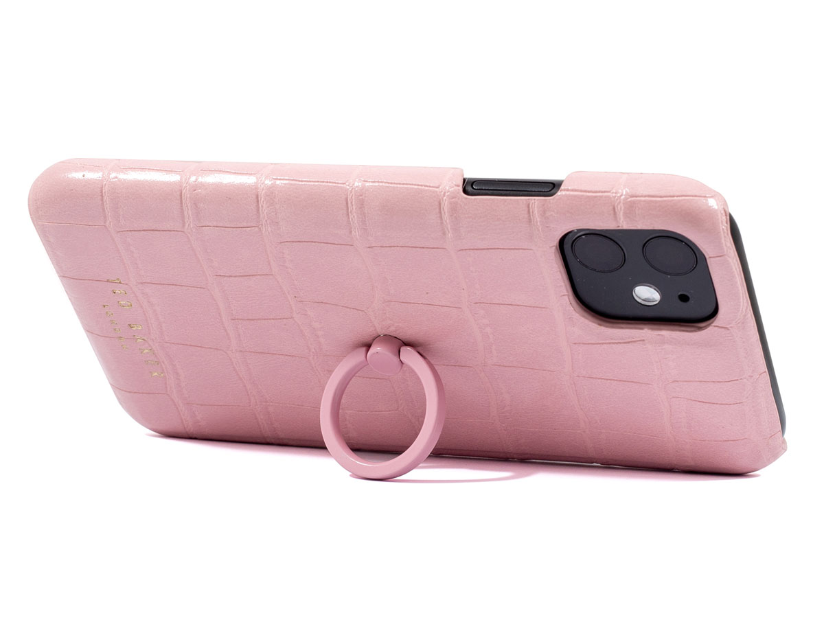 Ted Baker Croco Fingerloop Case Roze - iPhone 11/XR Hoesje