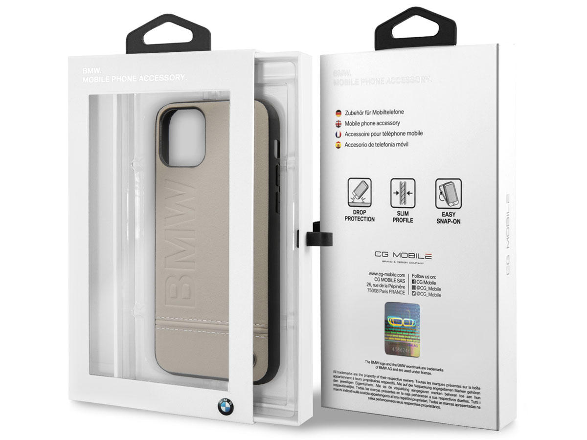 BMW Signature Case Taupe Leer - iPhone 11 Pro hoesje