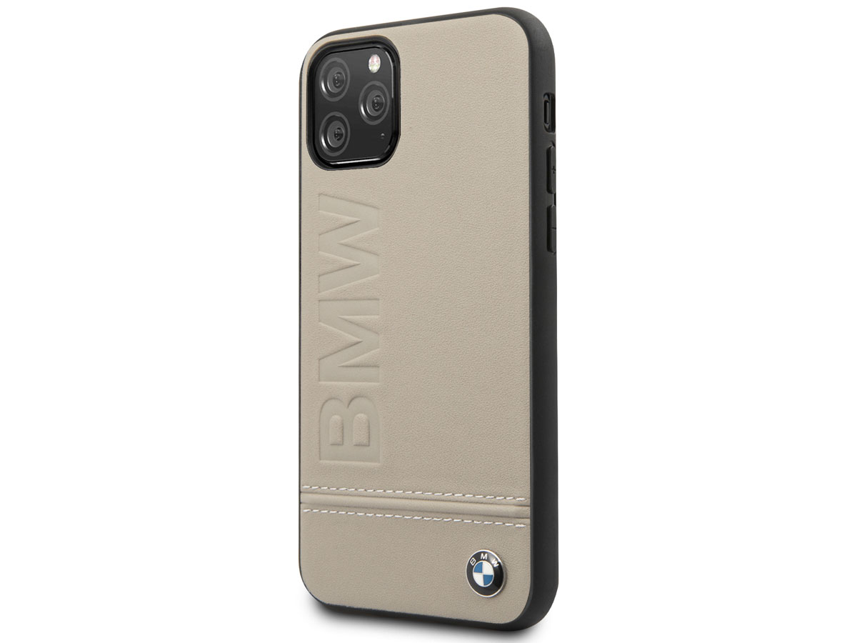 BMW Signature Case Taupe Leer - iPhone 11 Pro hoesje