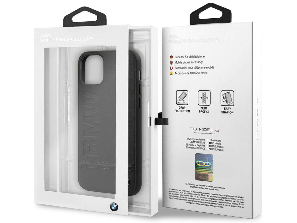 BMW Signature Case Zwart Leer - iPhone 11 Pro hoesje