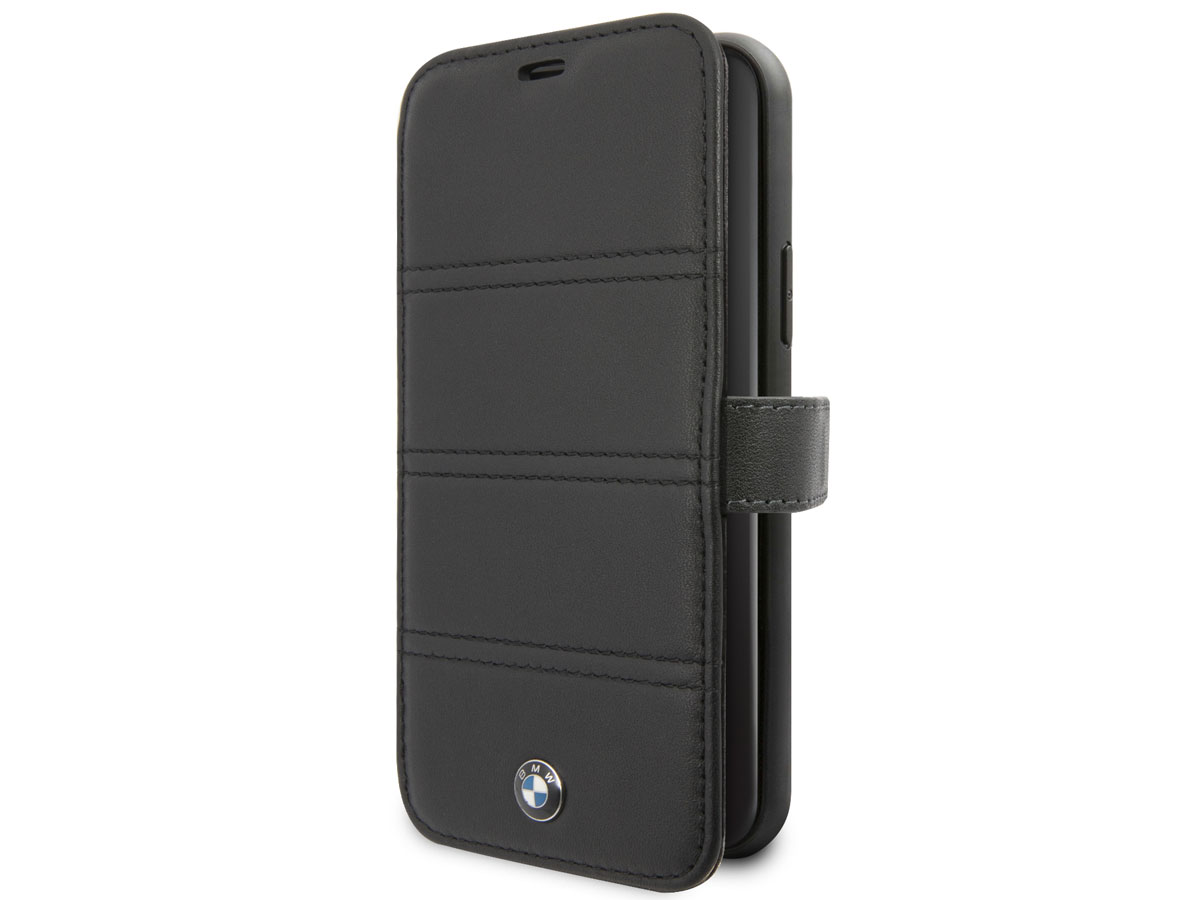 BMW Stitched Bookcase Zwart Leer - iPhone 11 Pro hoesje