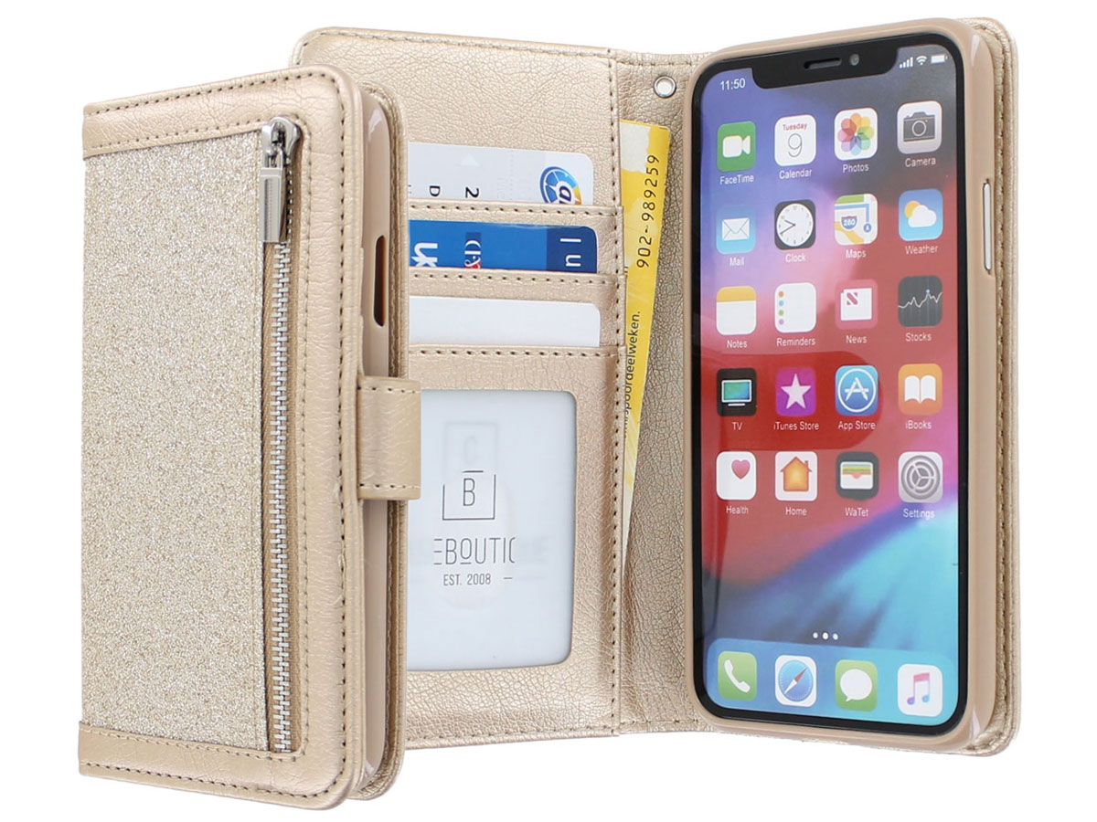 Glitsie Zip Case met Rits Goud - iPhone 11 Pro hoesje