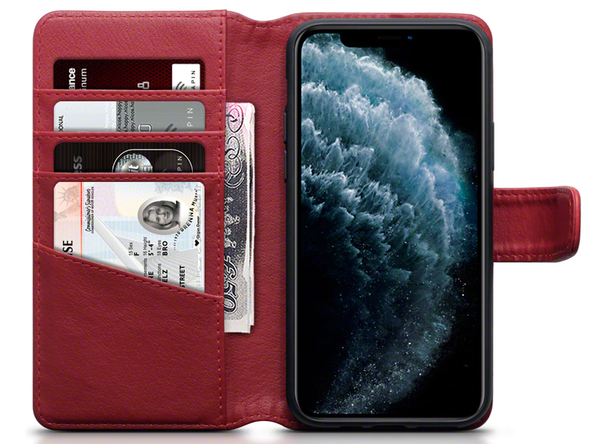 CaseBoutique Leather Wallet Rood Leer - iPhone 11 Pro hoesje