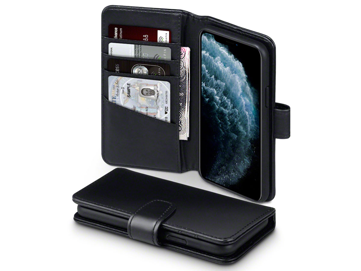 CaseBoutique Leather Wallet Zwart Leer - iPhone 11 Pro hoesje