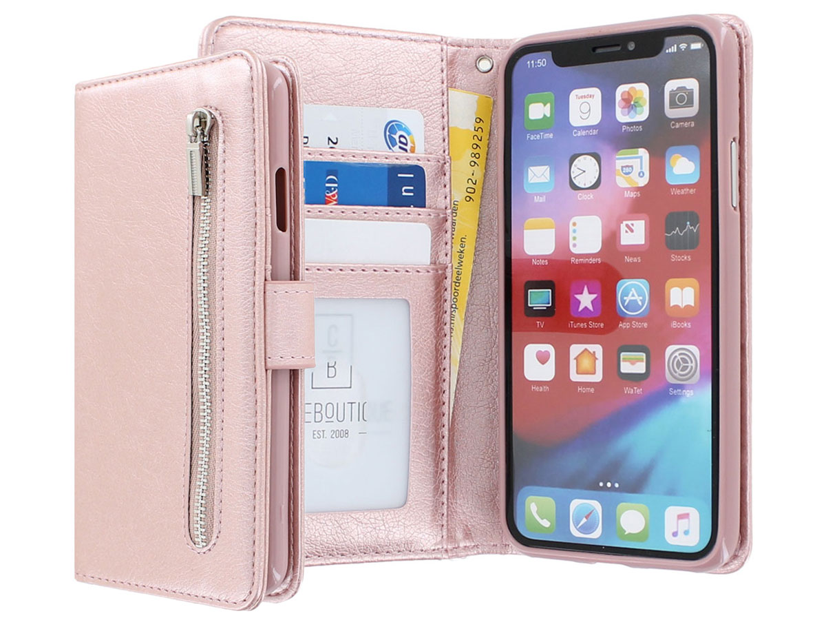 Zipper Wallet Case met Ritsvakje Rosé - iPhone 11 Pro hoesje