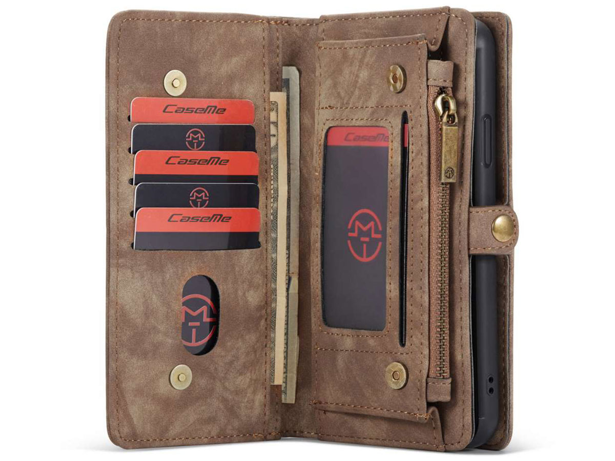 CaseMe 2in1 Wallet Ritsvak Case Bruin - iPhone 11 Pro Hoesje