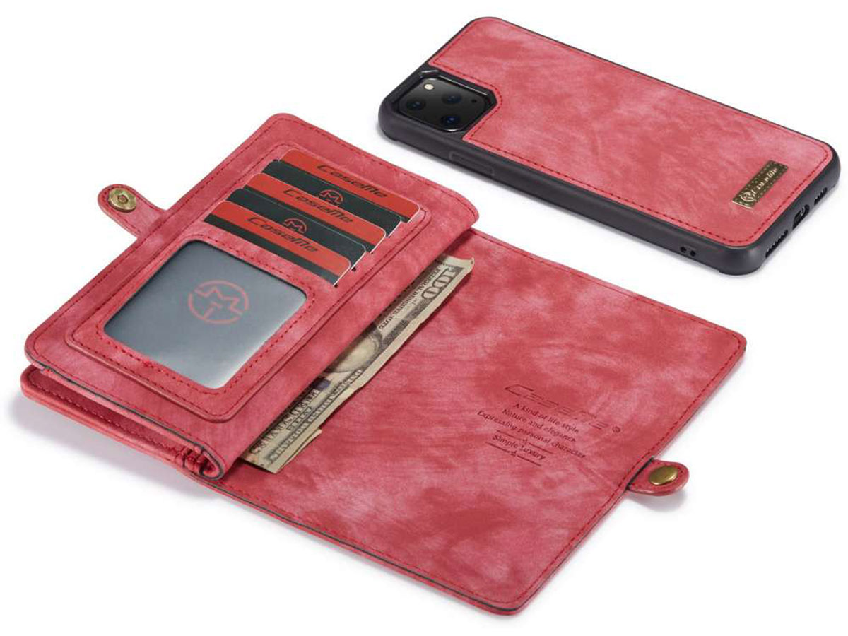 CaseMe 2in1 Wallet Ritsvak Case Rood - iPhone 11 Pro Hoesje